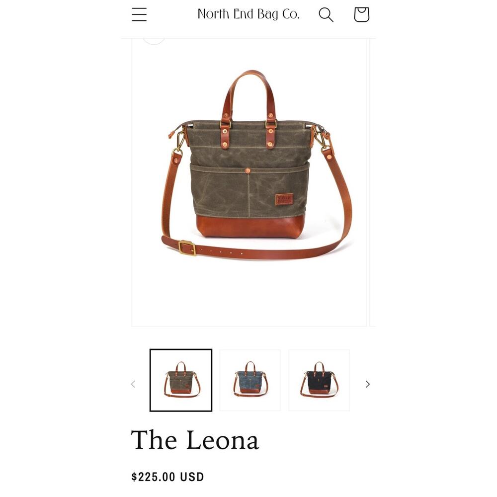 North End Canvas & Leather Bag The Leona Denim interior Pristine crossbody tote - Picture 14 of 16